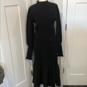 Asos Design Chic Black Long Sleeve midi/maxi dress Dress mock neck back keyhole